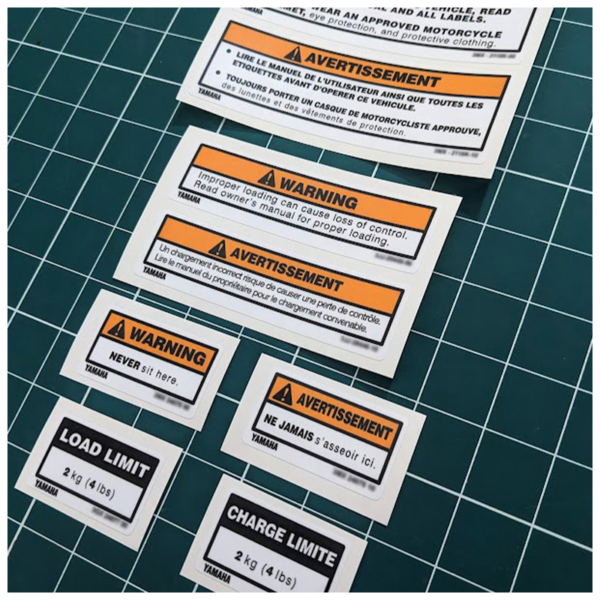 Yamaha DT 125R Rear Fender Warning Labels
