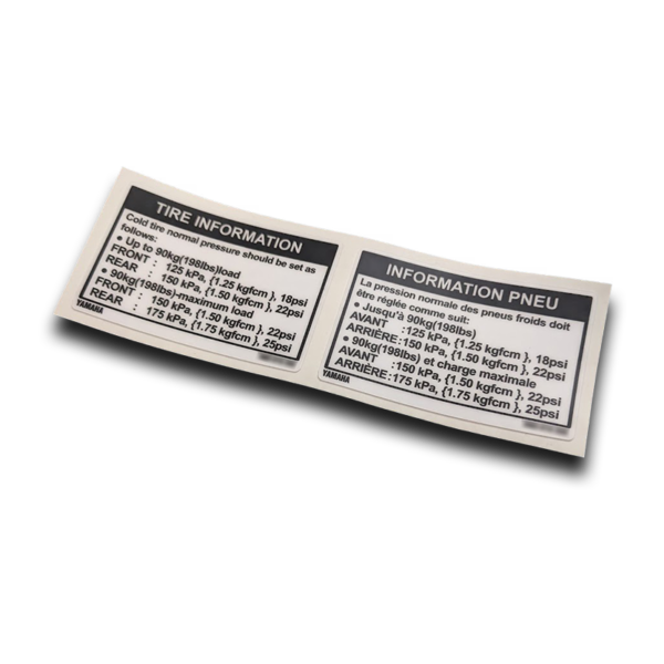 Yamaha DT 125R Tire Information Labels (For Swingarm)